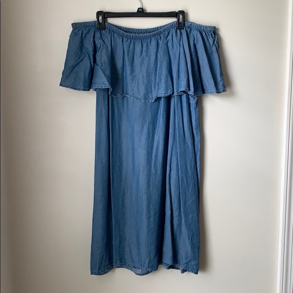 Chambray Off Shoulder Dress
